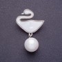 Brooch 'Swan' in silver metal color