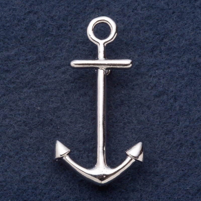 Brooch 'Anchor' 5 x 2.5 cm gray metal