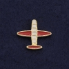 Screw-back brooch 'Plane' 2 cm white-red enamel gold-tone metal