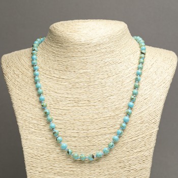 Imperial Jasper Turquoise Necklace (pressed) smooth beads, 6 mm diameter, 45 cm length