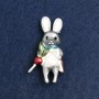 Brooch Bunny in golden metal and enamel 50x26mm +
