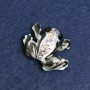 Frog Brooch in Silver-Tone Metal with Rhinestones and Enamel, 28×35 mm+