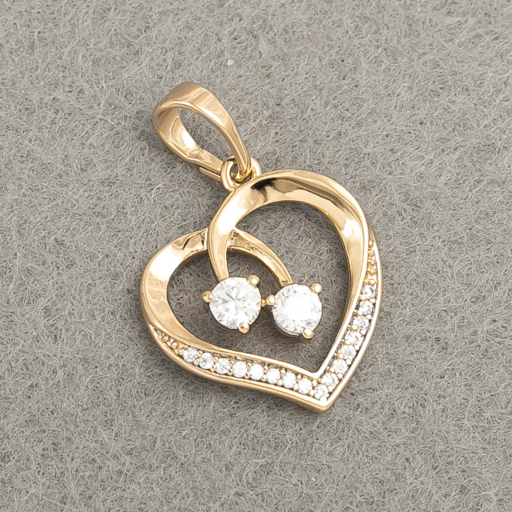 Xuping Pendant 18K Gold Plating Heart with White Crystals, diameter 22×15 mm +