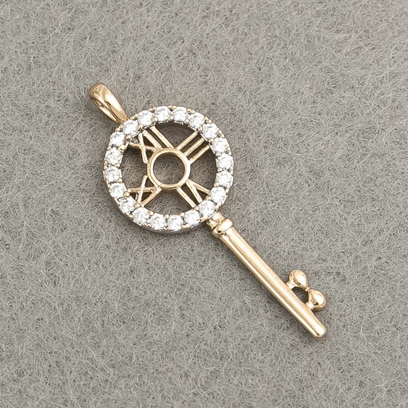 Xuping Pendant 18K Gold Plating Key with White Crystals, 28x11 mm +