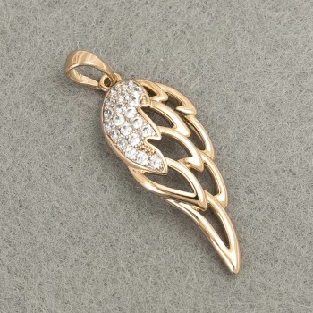 Pendant Xuping 18K Gold Plating Wing with White Crystals, 36×12 mm +