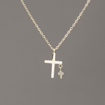 Xuping Chain with Lemon Gold Plating, Pendant with White Crystals, 15×9 mm, thickness 1 mm, length 40–45 cm