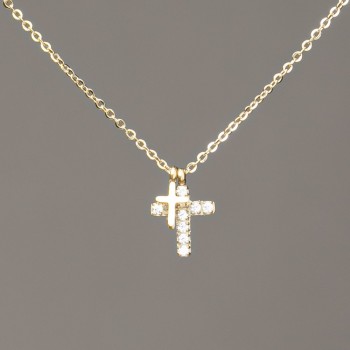 Xuping Chain with Lemon Gold Plating, Pendant and White Crystals, 12×9mm, Thickness 1mm, Length 40-45cm