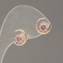Xuping 18K Gold-Plated Stud Earrings with Pink Crystals and White Rhinestones, 10 mm Diameter