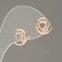Xuping 18K Gold-Plated Stud Earrings with White Crystals and Gray-Blue Crystals, Diameter 10mm +