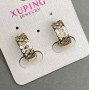 Earrings Xuping 6×15 mm with White Crystals, 18K Gold Plating, Rhodium