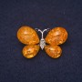 Amber butterfly brooch (imitation) 38×24 mm; color: yellow; metal: silver-toned