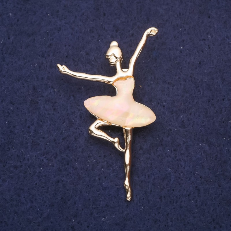 Brooch 'Ballerina' with mother-of-pearl, yellow metal