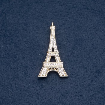 Brooch 'Eiffel Tower' 48x25 mm metal color 'gold'
