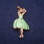 Ballerina Brooch with Green and Brown Enamel, Gold-Tone Metal 24x46 mm