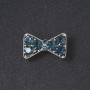 Bow Brooch with Crystals, Sea Wave Color, Silver Metal, 2.7 cm