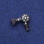 Brooch 'Hair Dryer with Crystals' Black Metal 25×27 mm