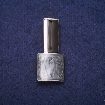 Brooch 'Lacquer' gray, black and white enamel, silver-colored metal 18×39 mm