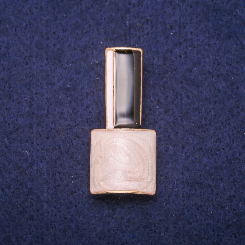 Pearlescent Lacquer Brooch, black and white enamel, gold-tone metal 18x39 mm