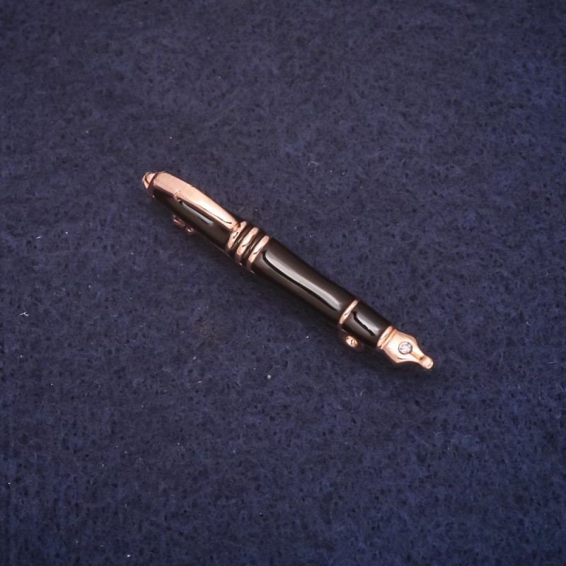 Brooch 'Pen' 5x45mm enamel, black on gold-tone metal