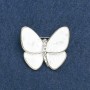 Butterfly Brooch with Silver-Tone Metal, White Mother-of-Pearl, and Clear Crystals 35×45 mm