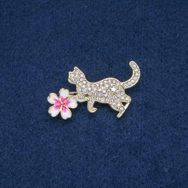 Brooch 'Kitten with a Flower'