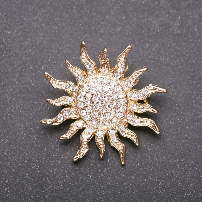 Brooch 'Sun Accent' yellow metal 45x45mm