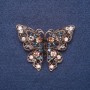 Brooch 'Butterfly' in multicolored large rhinestones, gold-tone metal, 4x5 cm