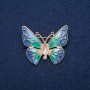 Butterfly Brooch with white crystals and multicolored enamel, gold-tone metal 31x37 mm