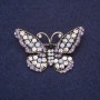 Butterfly brooch with blue and white crystals, 28×47 mm, silver metal