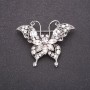 Butterfly Brooch with White Crystals 40x50 mm White Metal