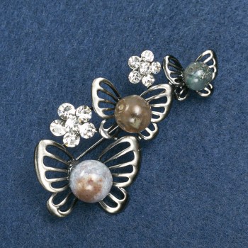 Jasper Butterfly Garland Brooch 68x30mm +