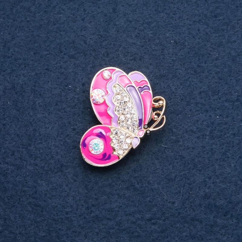 Brooch 'Butterfly' pink enamel 39×30 mm metal color 'gold'