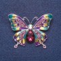 Brooch "Butterfly" purple enamel, silver-colored metal, 3.5×5 cm