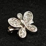 (17×15 mm) Mini Brooch, Light Metal Butterfly with Crystals