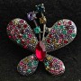 Butterfly Brooch with Multicolored Crystals, Dark Metal 35×36 mm