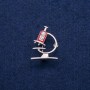 Microscope Brooch with Enamel and Rhinestones 24x31mm, silvery metal