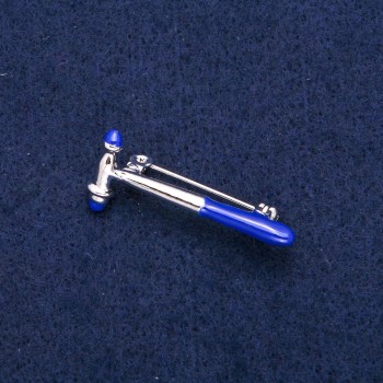 Brooch Neurological Hammer Blue Enamel, Silver-Toned Metal 16x36mm