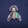 Butterfly Brooch with Chalcedony Inlay, Silver-tone Metal 37x44mm