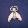Butterfly Brooch with Mother-of-Pearl Inlay, Silver-Colored Metal, 37×44 mm