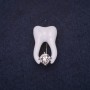 Tooth Brooch 25x15 mm, White Enamel, Silver Metal