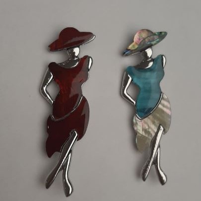 Brooch Pendant 'Lady with Pearl and Chalcedony' 80x30mm +