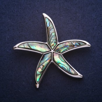 Brooch-Pendant Sea Star with Chalcedony 53×53mm