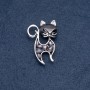 Brooch 'Kitty' with black Cat's Eye, metal color 'silver' 30×45 mm