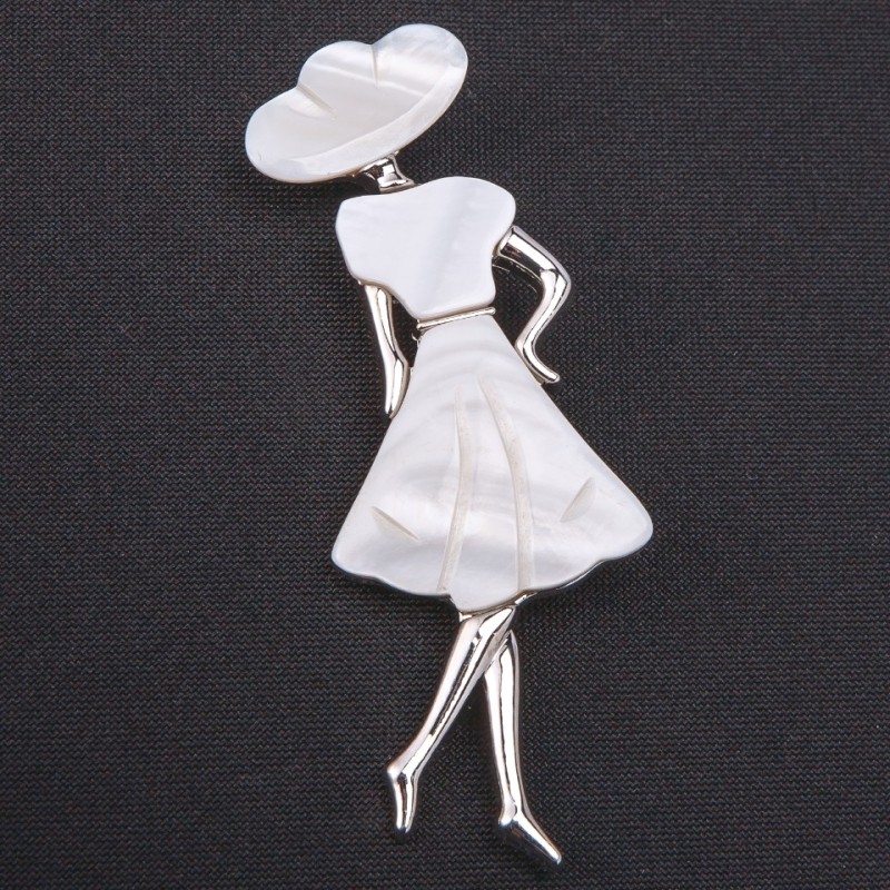 Brooch Pendant Madam Mother-of-Pearl 85x30mm