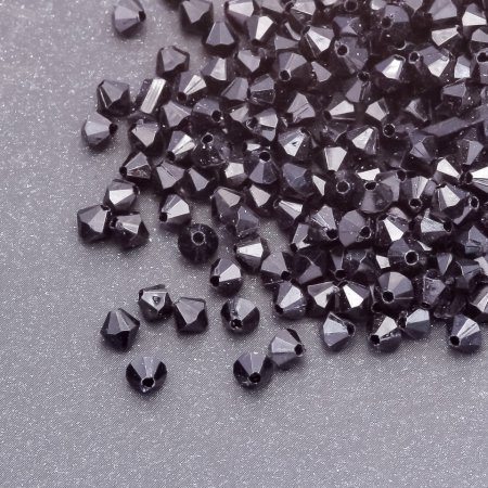 Bead findings: black plastic bicone bead 4x4 mm, pack 0.5 kg