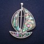 Boat-shaped Brooch Pendant with Haliotis 62x43mm