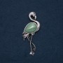 Flamingo Brooch-Pendant with Nephrite
