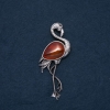 Flamingo Brooch Pendant with Natural Carnelian 85x30mm