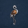 Flamingo brooch pendant with natural Tiger's Eye 85x30 mm
