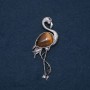 Flamingo brooch pendant with natural Tiger's Eye 85x30 mm